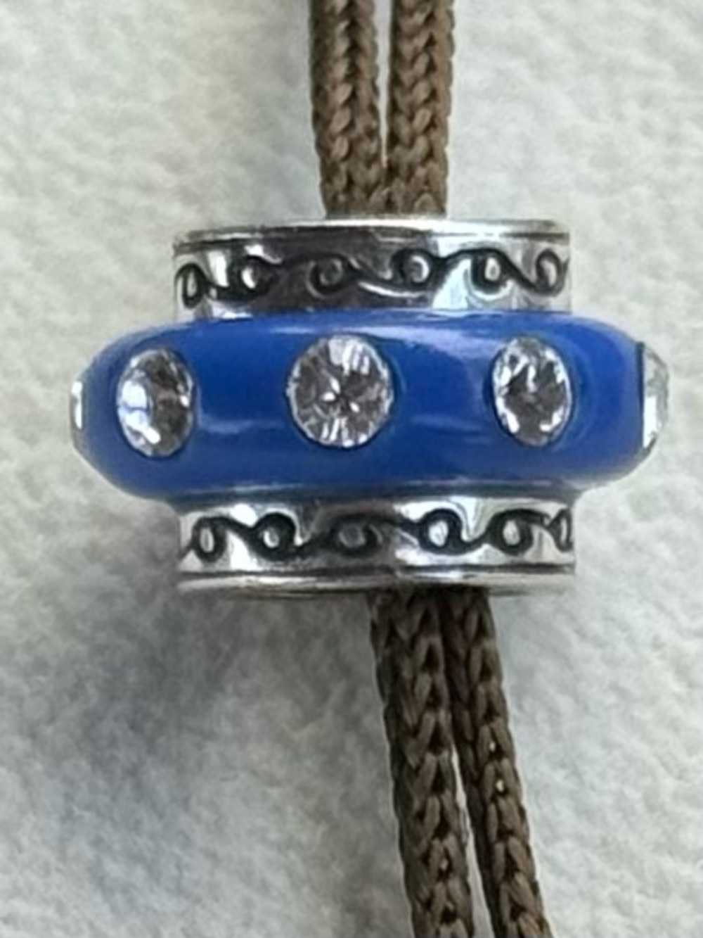 Brighton Dazzle periwinkle blue silver bead spacer charm.